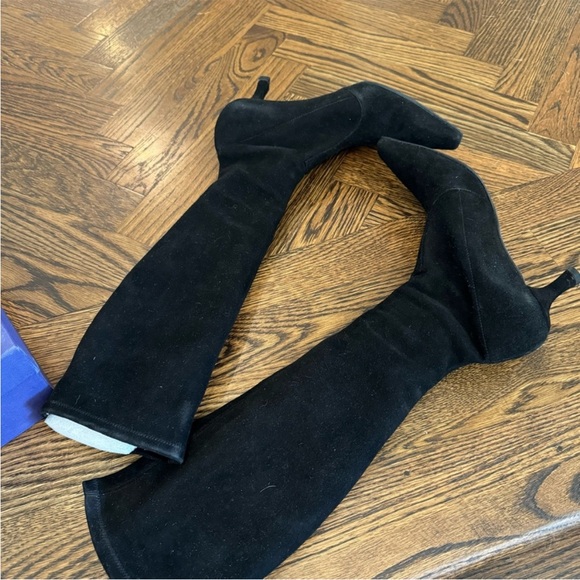 Stuart Weitzman Emphasis Black Suede Heeled Tall Boots | 6.5 - Picture 3 of 6